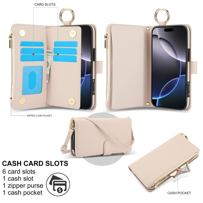 For iPhone 17 Air 17 Pro Max 16 15 14 13 12 11 XR 7 8 XS Phone Case Leather Wallet Card Holder
