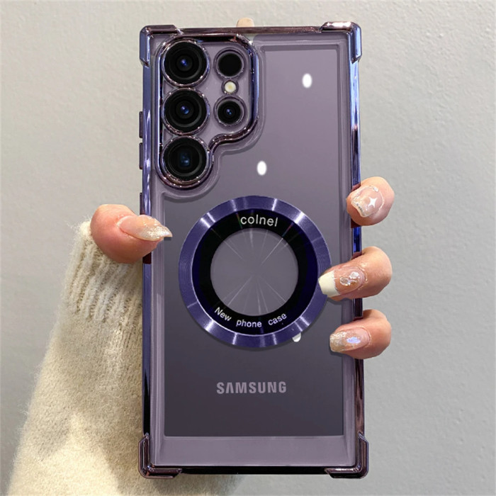 For Samsung Galaxy S25 Ultra S24 S23 S22 S20 S21 FE Phone Cove Magnetic Shockproof Transparent Case