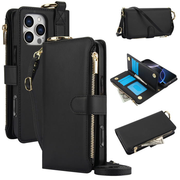 For iPhone 17 Air 17 Pro Max 16 15 14 13 12 11 XR 7 8 XS Phone Case Leather Wallet Card Holder