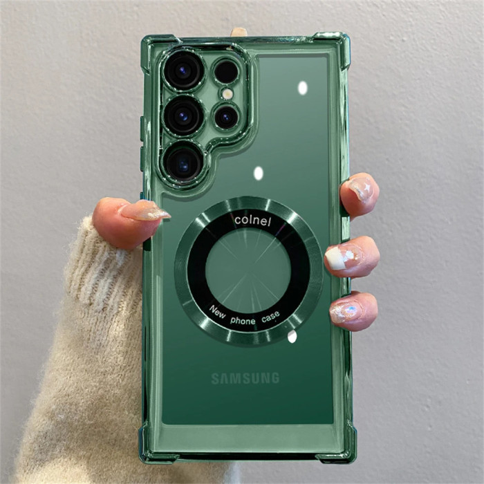 For Samsung Galaxy S25 Ultra S24 S23 S22 S20 S21 FE Phone Cove Magnetic Shockproof Transparent Case