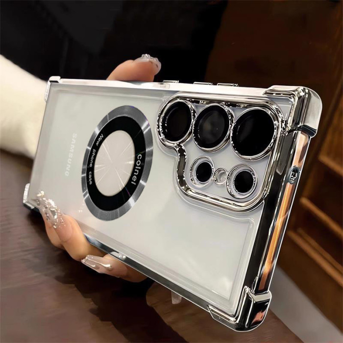 For Samsung Galaxy S25 Ultra S24 S23 S22 S20 S21 FE Phone Cove Magnetic Shockproof Transparent Case