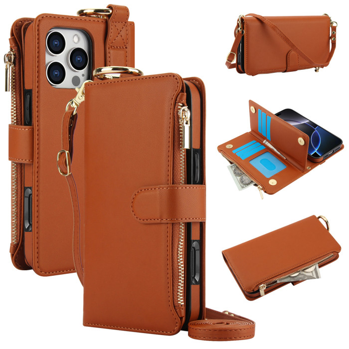 For iPhone 17 Air 17 Pro Max 16 15 14 13 12 11 XR 7 8 XS Phone Case Leather Wallet Card Holder