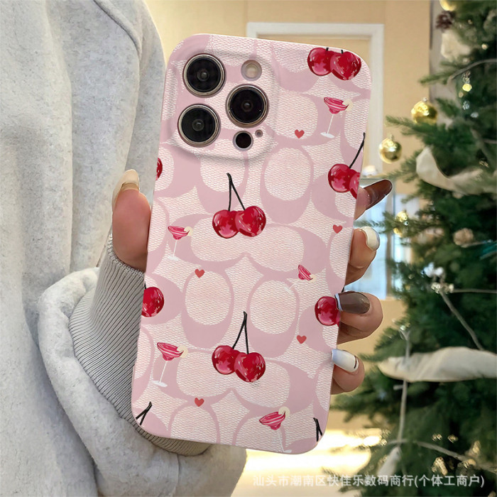 For Apple iPhone 17 Air 17 16 Pro Max 15 14 13 12 11 XR 7 8 XS Phone Case Cherry