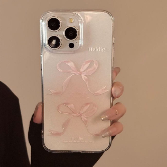 For iPhone 17 Air 17 16 Pro Max 15 14 13 12 11 8 XR XS Phone Case Sweet Pink Bow