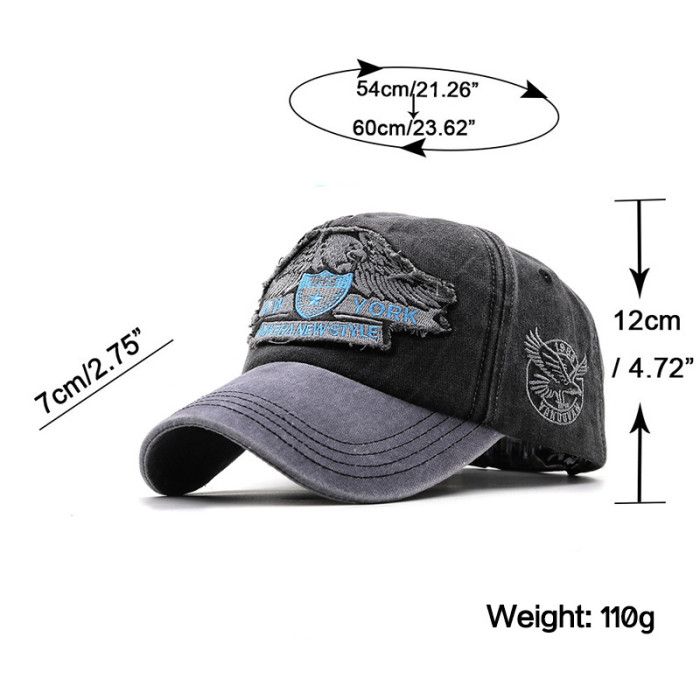 Adjustable Washed Denim Baseball Cap Sun-Proof Cycling Sports Visor Travel Casual Hat