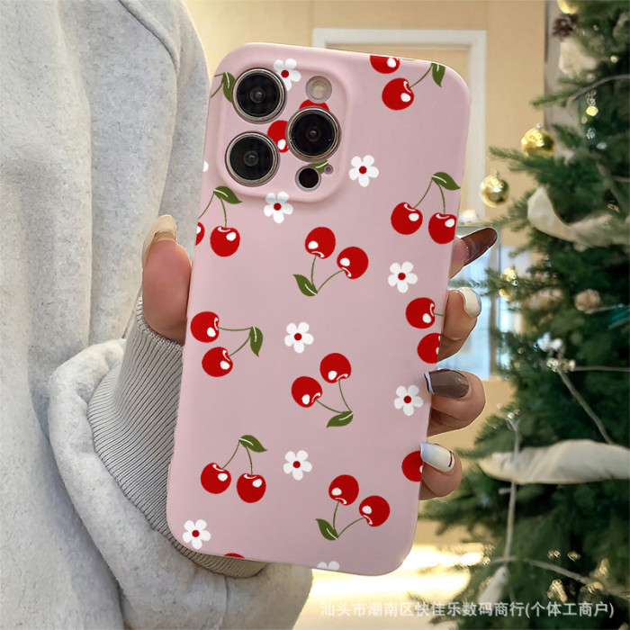 For Apple iPhone 17 Air 17 16 Pro Max 15 14 13 12 11 XR 7 8 XS Phone Case Cherry