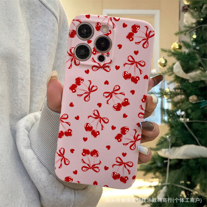 For Apple iPhone 17 Air 17 16 Pro Max 15 14 13 12 11 XR 7 8 XS Phone Case Cherry