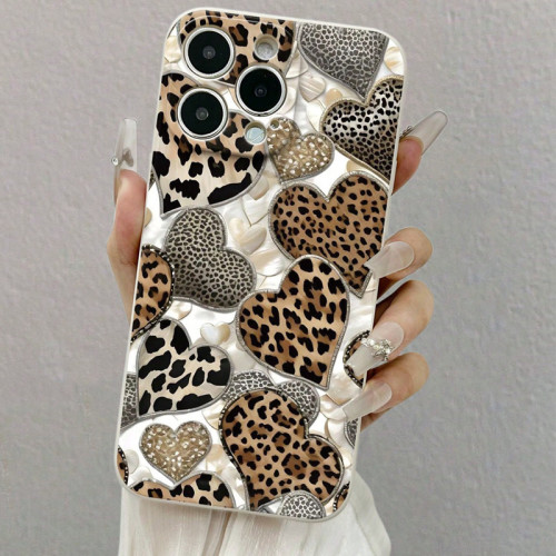 For iPhone 17 Air 17 16 Pro Max 15 14 13 12 11 XR Phone Case Leopard Print Love