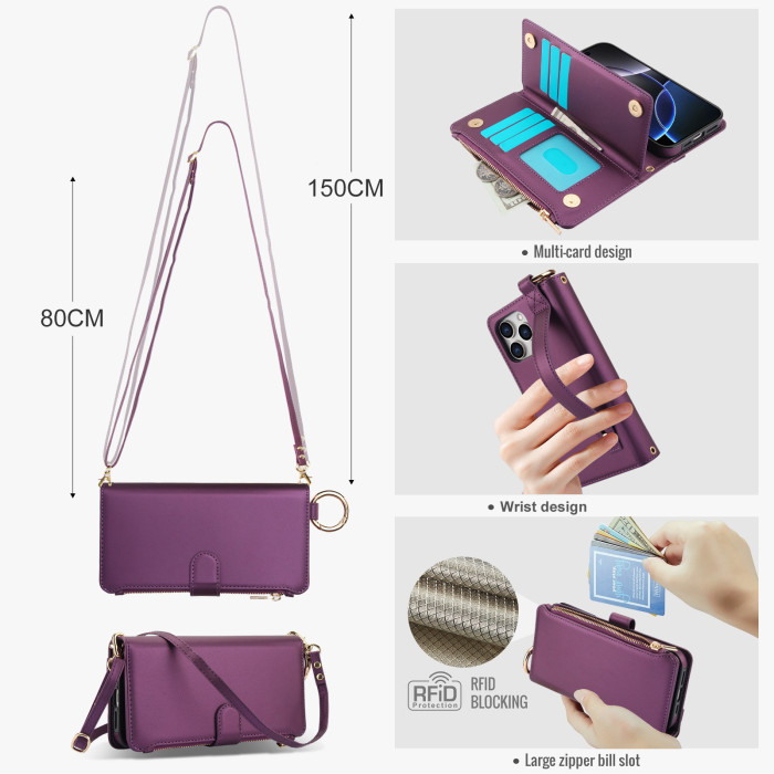 For iPhone 17 Air 17 Pro Max 16 15 14 13 12 11 XR 7 8 XS Phone Case Leather Wallet Card Holder