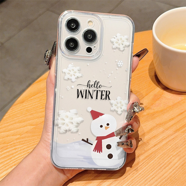 For iPhone 17 Air 17 Pro Max 16 15 14 13 12 11 XR 7 8 XS Christmas Snowman Phone Case