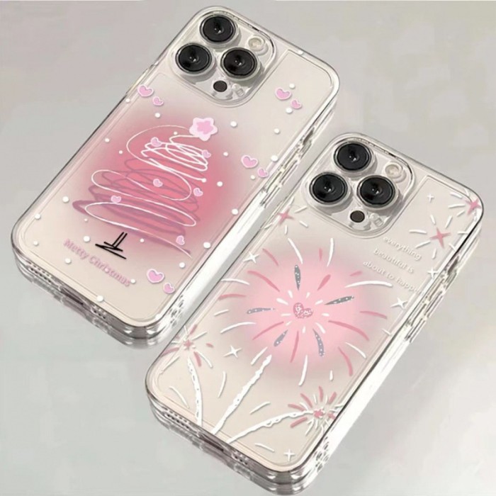 For iPhone 17 Air 17 Pro Max 16 15 14 13 12 11 XR 8 XS Phone Case Love Fireworks