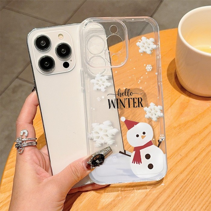 For iPhone 17 Air 17 Pro Max 16 15 14 13 12 11 XR 7 8 XS Christmas Snowman Phone Case