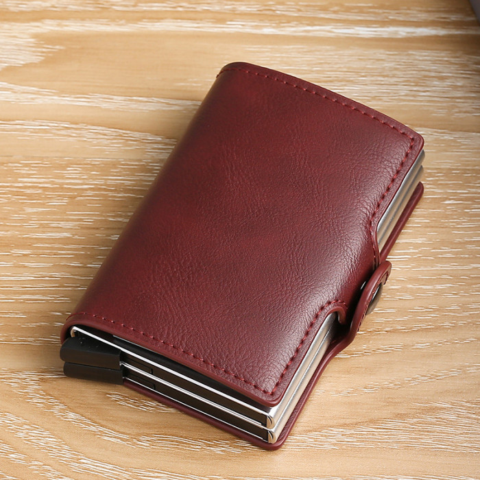 RFID Pop-Up Black Brown Leather Wallet Card Holder Business Casual Versatile