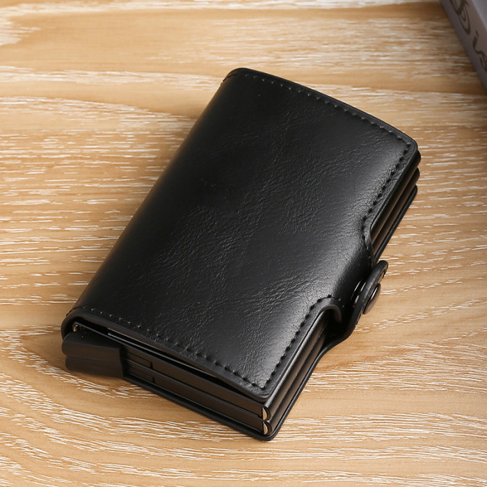 RFID Pop-Up Black Brown Leather Wallet Card Holder Business Casual Versatile