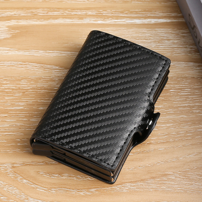 RFID Pop-Up Black Brown Leather Wallet Card Holder Business Casual Versatile