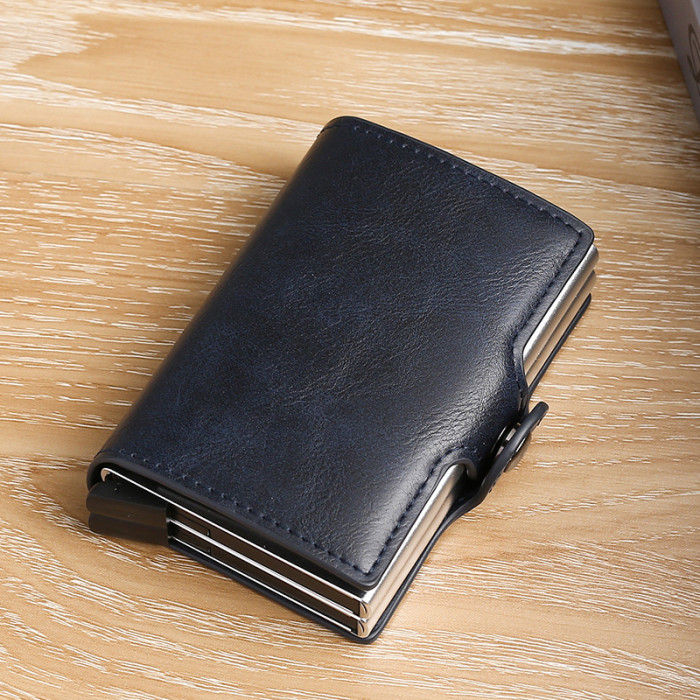 RFID Pop-Up Black Brown Leather Wallet Card Holder Business Casual Versatile