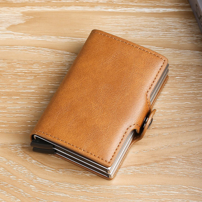 RFID Pop-Up Black Brown Leather Wallet Card Holder Business Casual Versatile