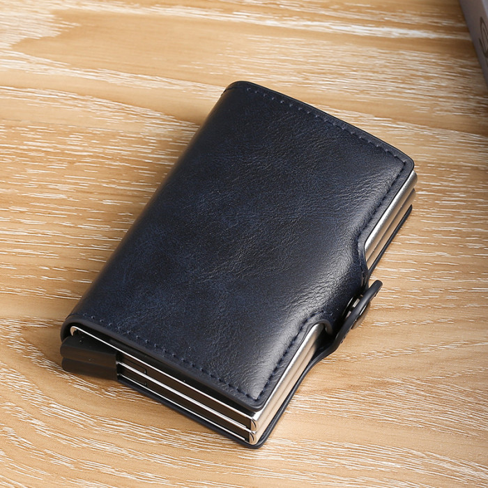 RFID Pop-Up Black Brown Leather Wallet Card Holder Business Casual Versatile