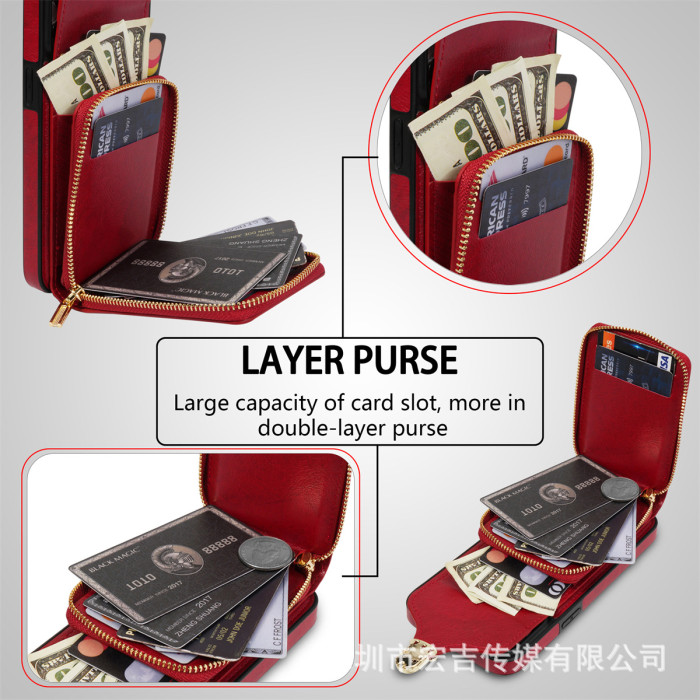 For iPhone 17 Air 17 Pro Max 16 15 14 13 12 11 XR 8 XS Phone Case Leather Wallet Card Holder