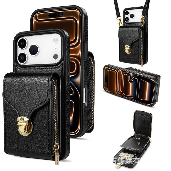 For iPhone 17 Air 17 Pro Max 16 15 14 13 12 11 XR 8 XS Phone Case Leather Wallet Card Holder