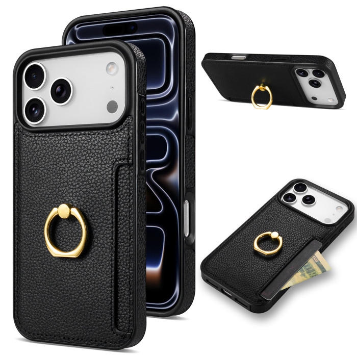 For iPhone 17 Air 17 Pro Max 16 15 14 13 12 11 XR XS Phone Case Ring Card Holder