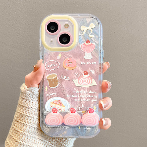 For iPhone 17 Air 17 Pro Max 16 15 14 13 12 11 XR XS Phone Case Strawberry Cake