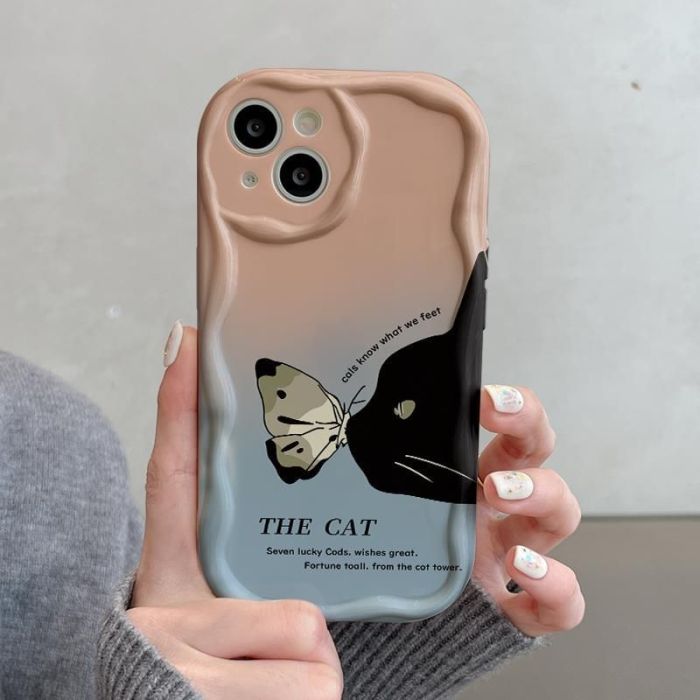 For iPhone 17 Air 17 Pro Max 16 15 14 13 12 11 XR XS Phone Case Cute Black Cat