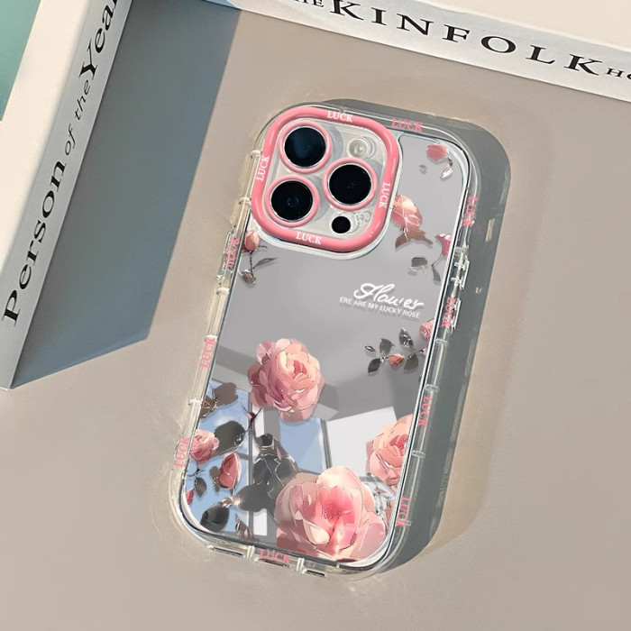 For iPhone 17 Air 17 Pro Max 16 15 14 13 12 11 Phone Case Pink Rose Cover New
