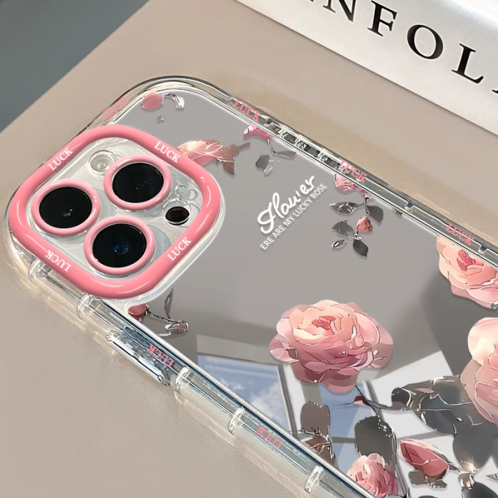 For iPhone 17 Air 17 Pro Max 16 15 14 13 12 11 Phone Case Pink Rose Cover New