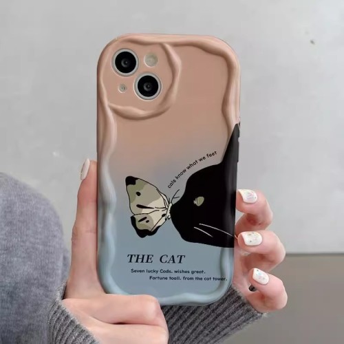 For iPhone 17 Air 17 Pro Max 16 15 14 13 12 11 XR XS Phone Case Cute Black Cat