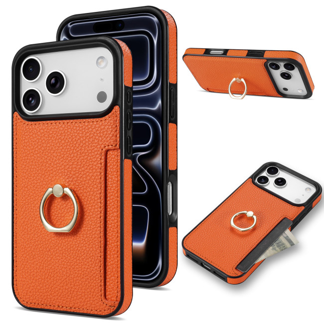 For iPhone 17 Air 17 Pro Max 16 15 14 13 12 11 XR XS Phone Case Ring Card Holder