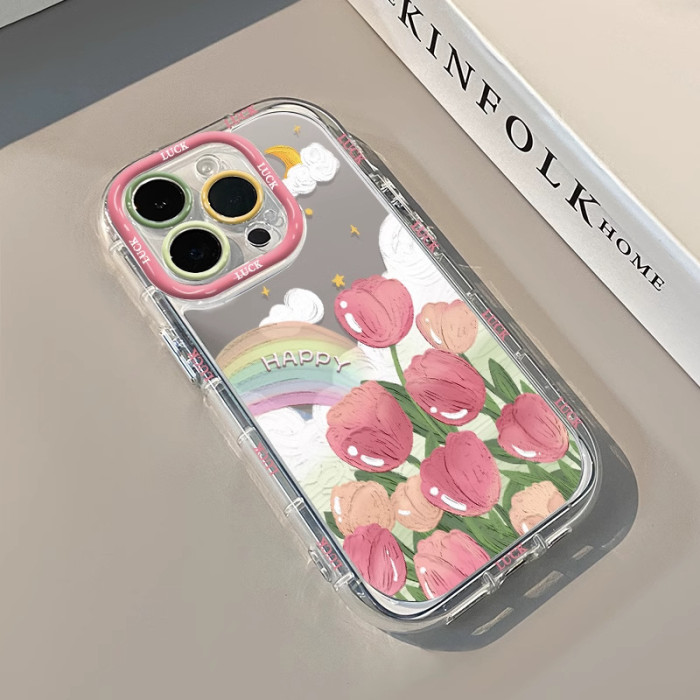 For iPhone 17 Air 17 Pro Max 16 15 14 13 12 11 Phone Case Pink Rose Cover New