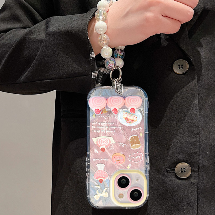 For iPhone 17 Air 17 Pro Max 16 15 14 13 12 11 XR XS Phone Case Strawberry Cake