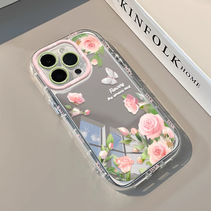 For iPhone 17 Air 17 Pro Max 16 15 14 13 12 11 Phone Case Pink Rose Cover New