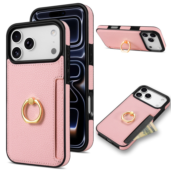 For iPhone 17 Air 17 Pro Max 16 15 14 13 12 11 XR XS Phone Case Ring Card Holder