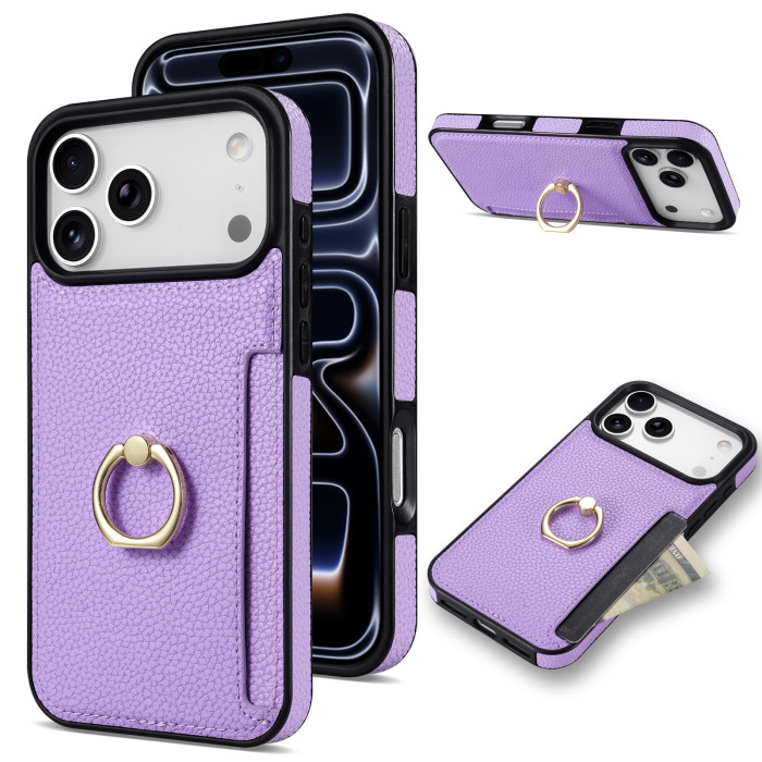 For iPhone 17 Air 17 Pro Max 16 15 14 13 12 11 XR XS Phone Case Ring Card Holder