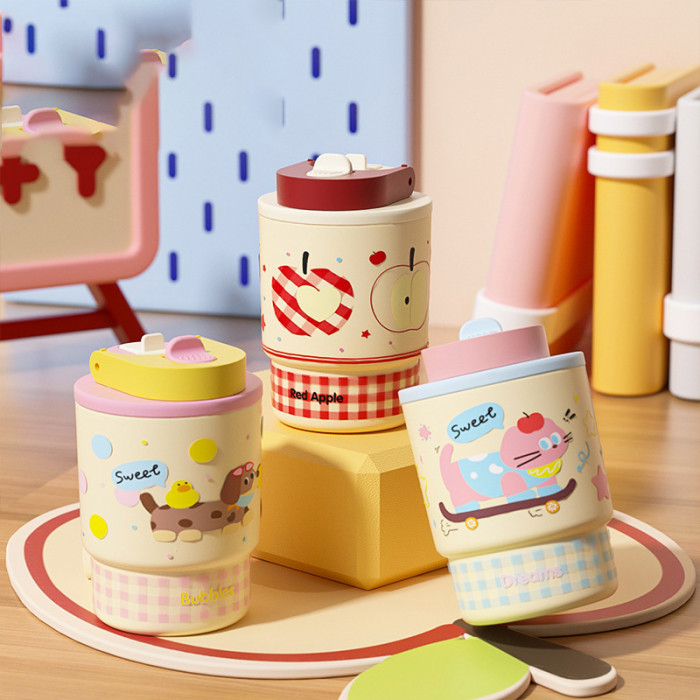 Student Children's Cartoon Outdoor Thermos Cup Coffee Thermos Flask Water Bottle