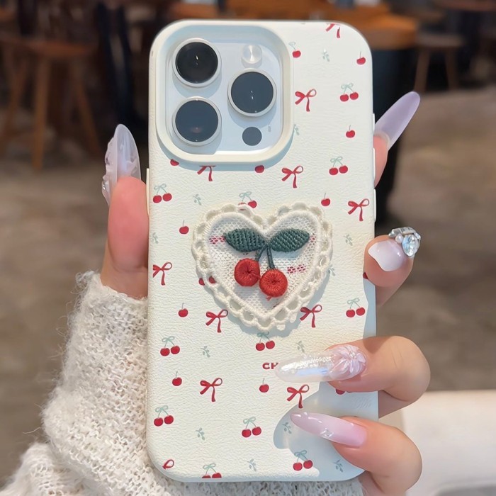 For Apple iPhone 17 Air 17 16 Pro Max 15 14 13 12 11 XR Phone Case Style Cherry