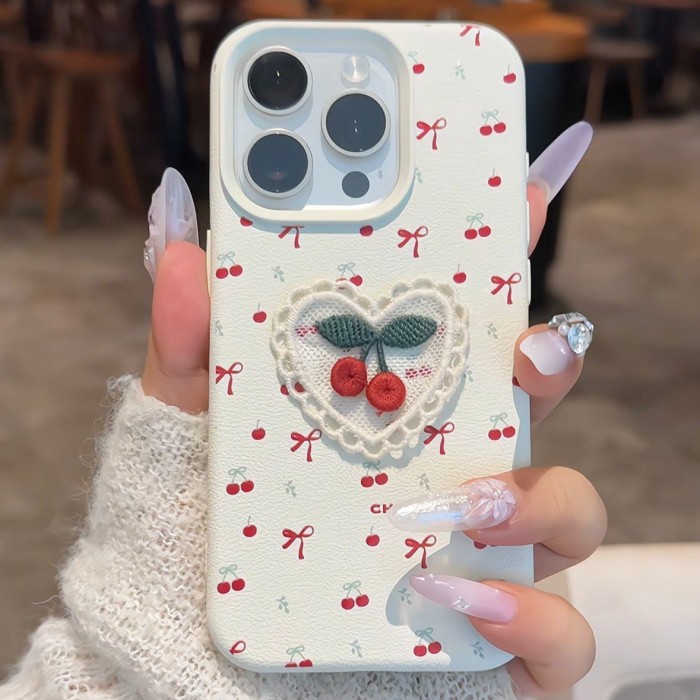 For Apple iPhone 17 Air 17 16 Pro Max 15 14 13 12 11 XR Phone Case Style Cherry