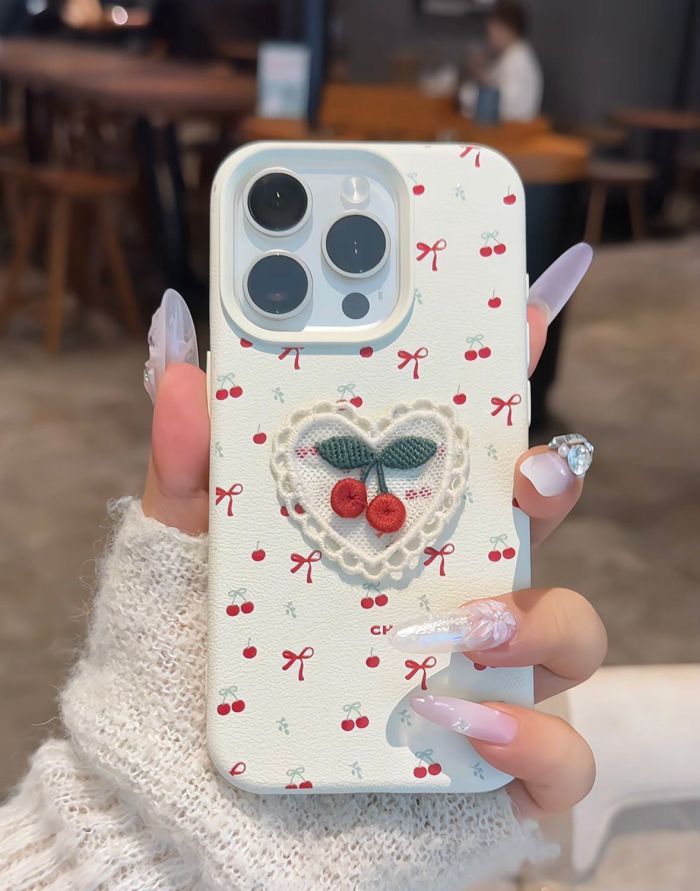 For Apple iPhone 17 Air 17 16 Pro Max 15 14 13 12 11 XR Phone Case Style Cherry
