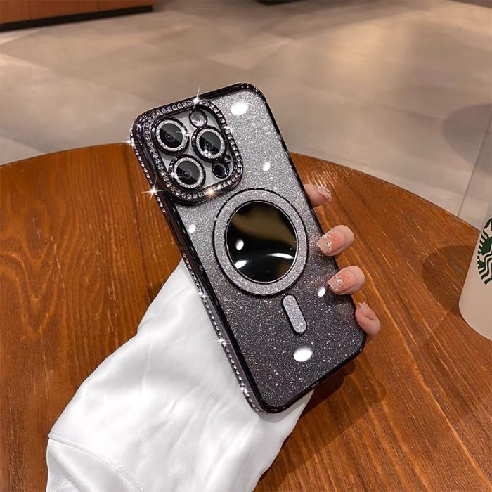 For iPhone 17 Air 17 Pro Max 16 15 14 13 12 11 Phone Case Mirror Magnetic Cover