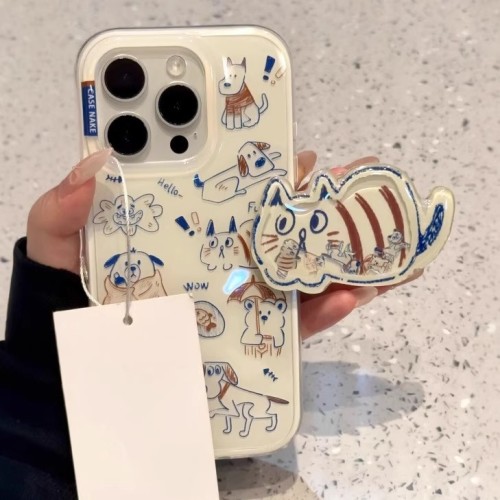For iPhone 17 Air 17 Pro Max 16 15 14 13 12 11 XR XS Phone Case Graffiti Cat New