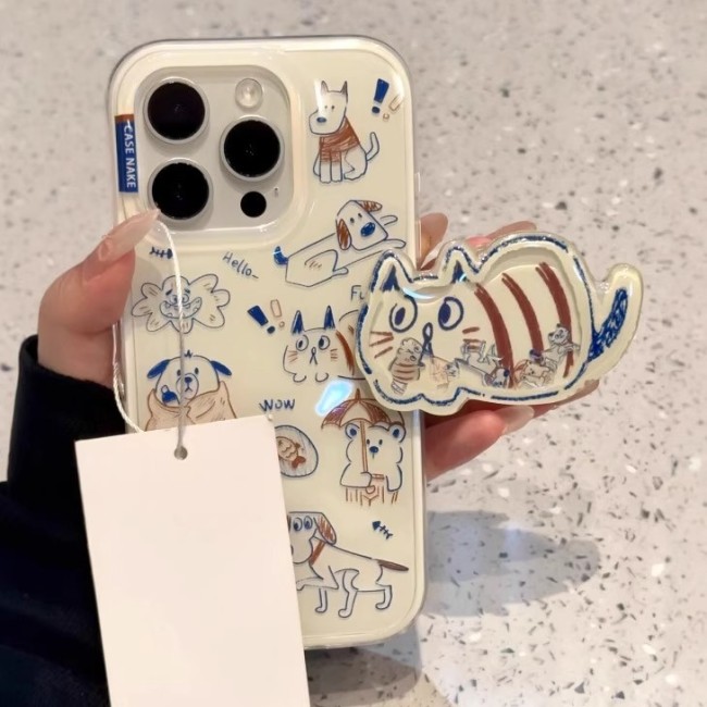 For iPhone 17 Air 17 Pro Max 16 15 14 13 12 11 XR XS Phone Case Graffiti Cat New