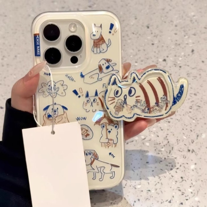 For iPhone 17 Air 17 Pro Max 16 15 14 13 12 11 XR XS Phone Case Graffiti Cat New