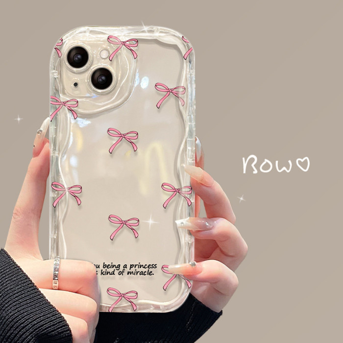 For iPhone 17 Air 17 Pro Max 16 15 14 13 12 11 7 XR Phone Case Pink Bow Bracelet