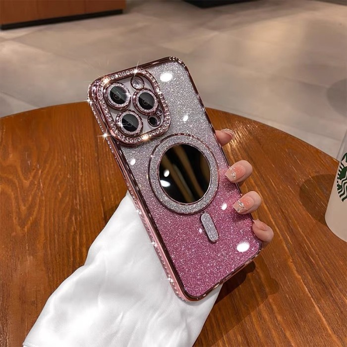 For iPhone 17 Air 17 Pro Max 16 15 14 13 12 11 Phone Case Mirror Magnetic Cover