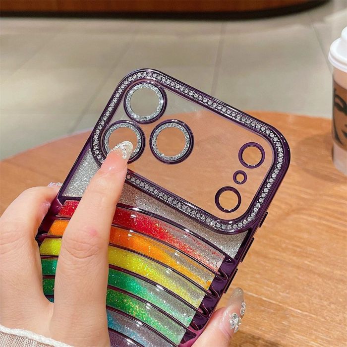 For iPhone 17 Air 17 Pro Max 16 15 14 13 12 11 Phone Case Glitter Rainbow Cover