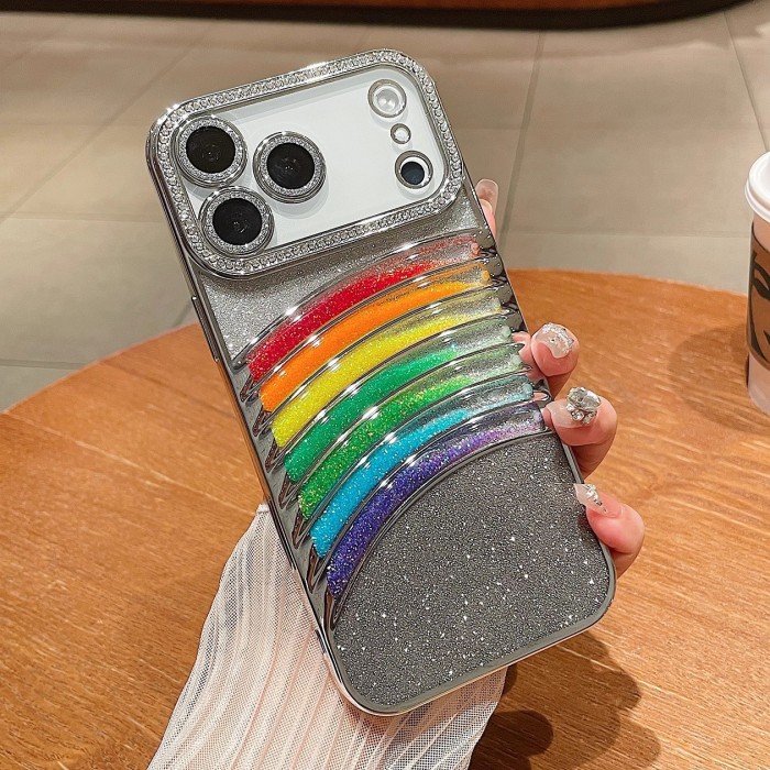 For iPhone 17 Air 17 Pro Max 16 15 14 13 12 11 Phone Case Glitter Rainbow Cover