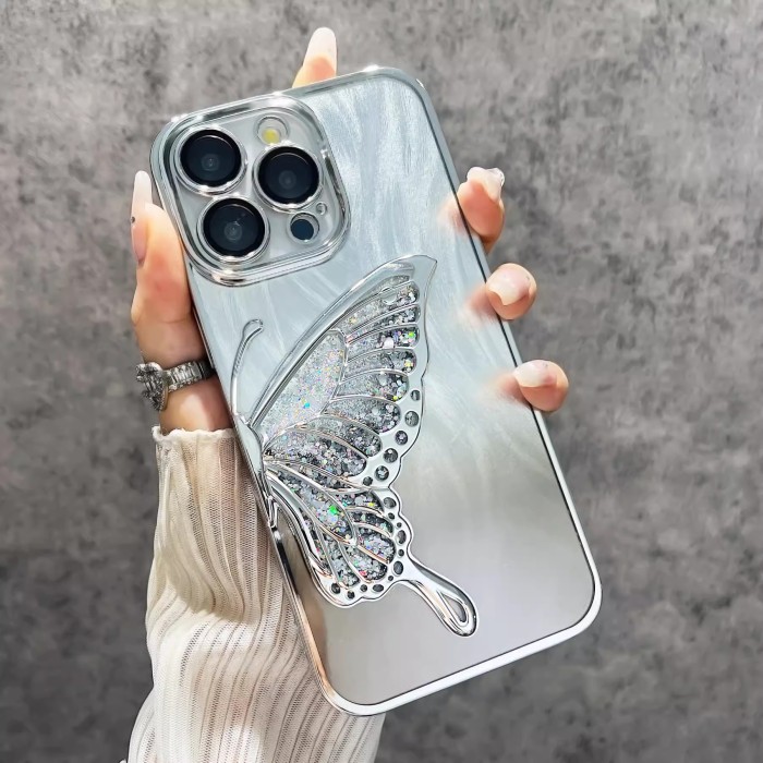 For iPhone 17 Air 17 Pro Max 16 15 14 13 12 Phone Case Glitter Butterfly Cover