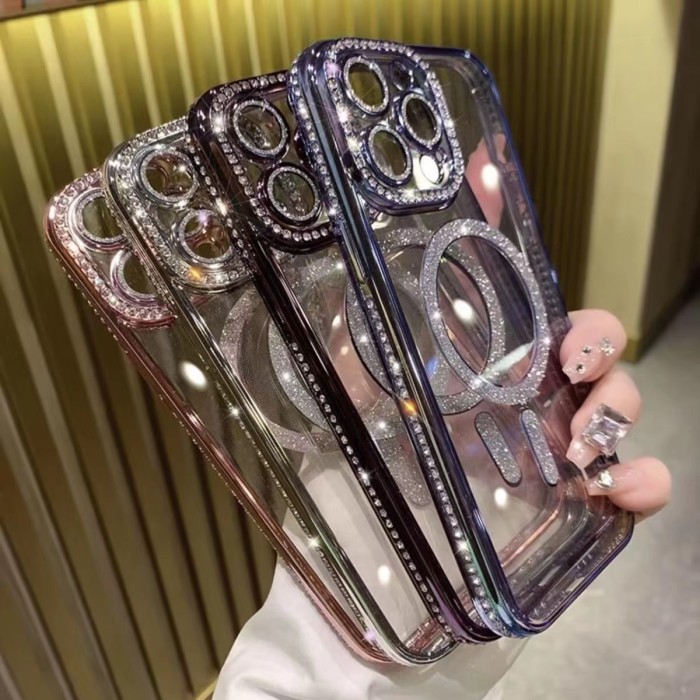For iPhone 17 Air 17 Pro Max 16 15 14 13 12 11 XR XS Phone Case Glitter Magnetic